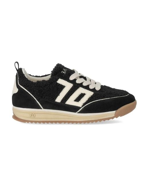 Back70 Zwarte Suède Jogger Sneaker Met Teddy Stof in het Black