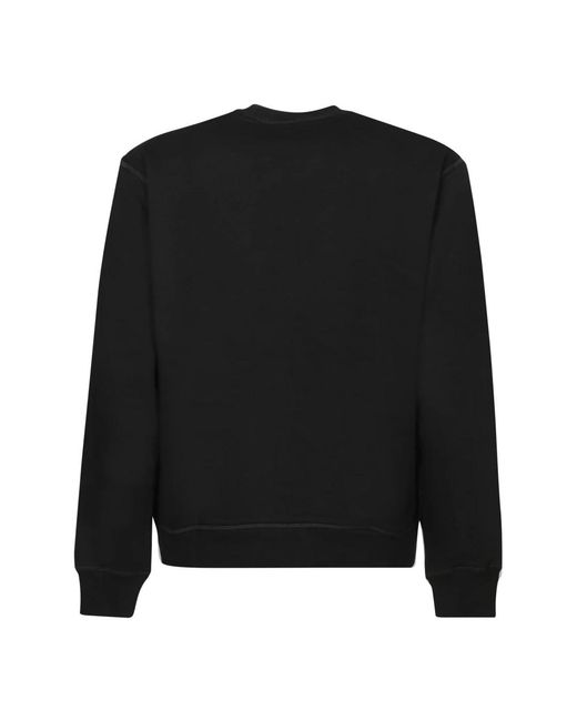 DSquared² Hoodies & Sweatvesten ,Zwart ,Katoen Zwart Sweatshirt Met Pailletlogo Aw 24 in het Black voor heren