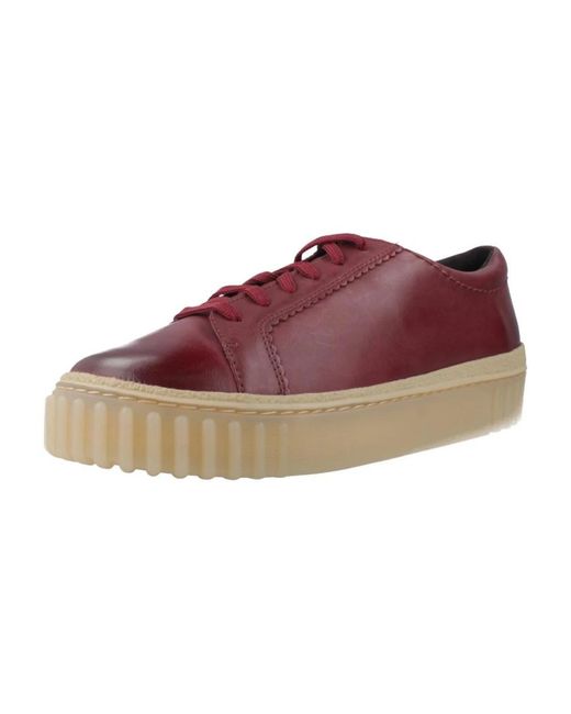 Clarks Schoenen ,Rood ,Leren Walk Sneakers in het Red