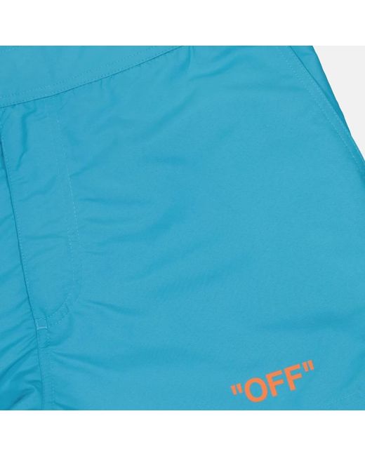 Off-White c/o Virgil Abloh Kurze badeshorts mit bedrucktem logo in Blue für Herren