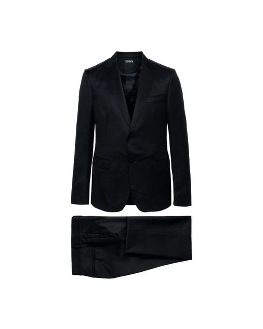 Zegna Black Single Breasted Suits for men