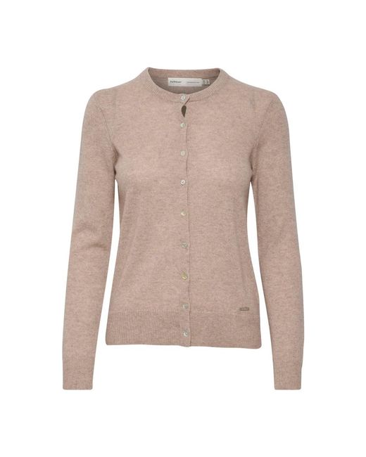 Inwear Truien & Vesten ,Bruin ,Kasjmier Melange Cardigan Met Knoopsluiting in het Pink