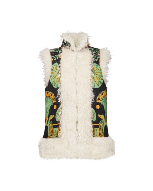 LaDoubleJ Jassen ,Veelkleurig ,Polyester Nile Motif Mouwloze Folk Jas in het Green