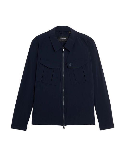 Lyle & Scott Jassen ,Blauw ,Nylon Nylon Pocket Overshirt in het Blue voor heren