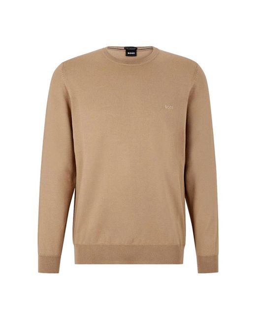 HUGO Beiger Wollpullover Modell Botto-L in Brown für Herren