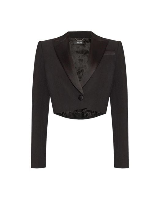 Versace Cropped Blazer Met Logopatch in het Black