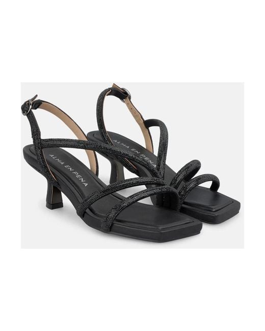 Alma En Pena. Black Mini Rhinestone Sandal