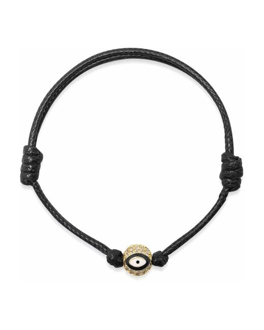 Nialaya Evil Eye String Bracelet in Black für Herren