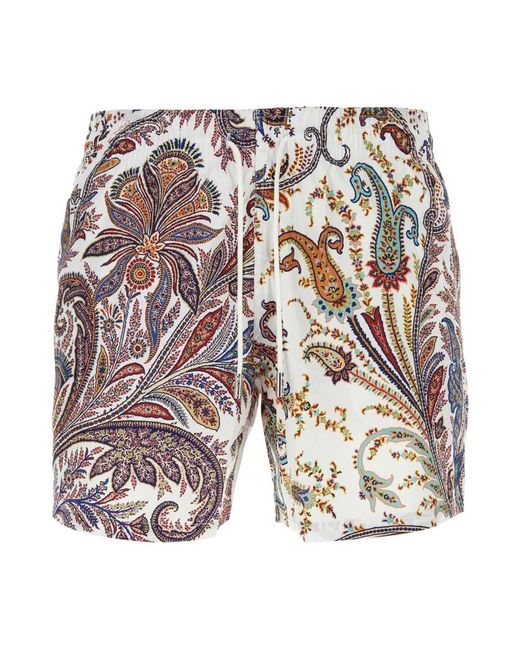 Etro Bedruckte badeshorts aus polyester in Brown für Herren