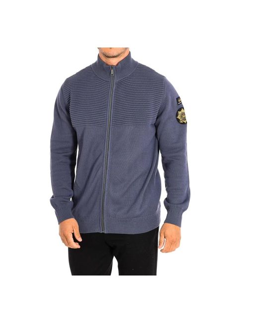 La Martina Hoodies & Sweatvesten ,Grijs ,Katoen Sweatshirt Met Ritssluiting in het Blue voor heren