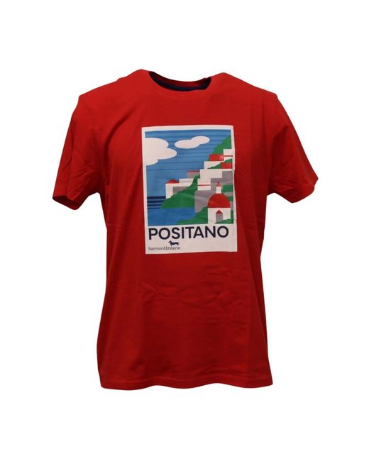 Harmont & Blaine Tops ,Rood ,Katoen Korte Mouw T-Shirt in het Red voor heren
