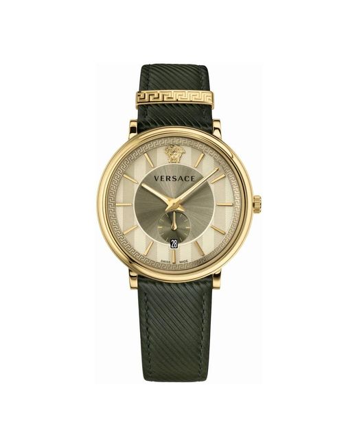 Versace Herren Armbanduhr V Circle 42Mm Grün Leder Vbq03 0017 in Metallic für Herren