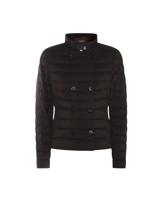 Moorer Jassen ,Zwart ,Nylon Zwarte Nylon Donsjas Dubbele-Borst in het Black