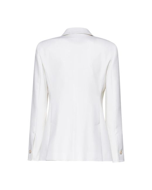 Max Mara Jassen ,Wit ,Wol Witte Wollen Jas Peak Revers in het White