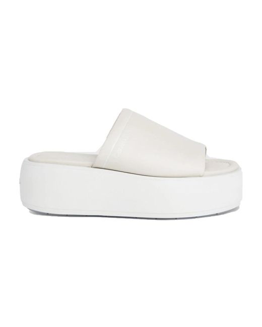 Calvin Klein White Flatform slide hausschuhe