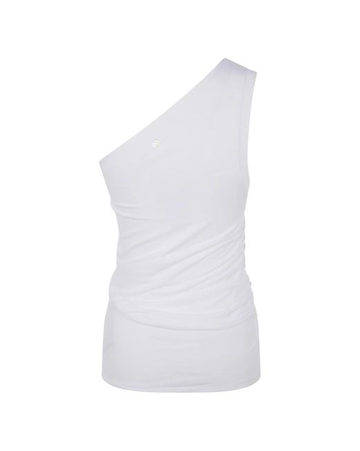 Patou Tops ,Wit ,Katoen Top Met Ruches En Één Schouder in het White