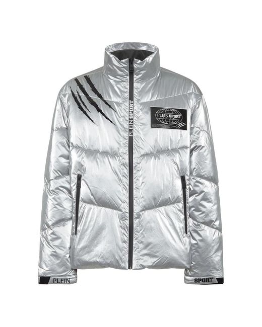 Philipp Plein Fitness ,Grijs ,Nylon Nylon Crease Puffer Jacket in het Gray voor heren