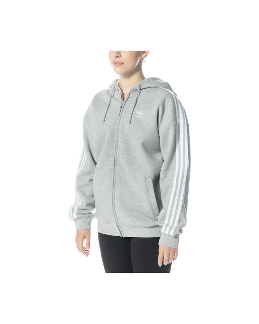 Clics 3-stripes full-zip hoodie Adidas de color Gray