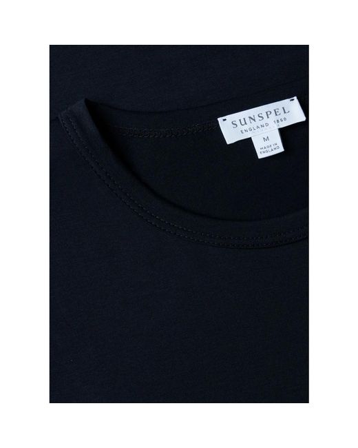 Sunspel Tops ,Blauw ,Katoen Classic T-Shirt in het Black voor heren