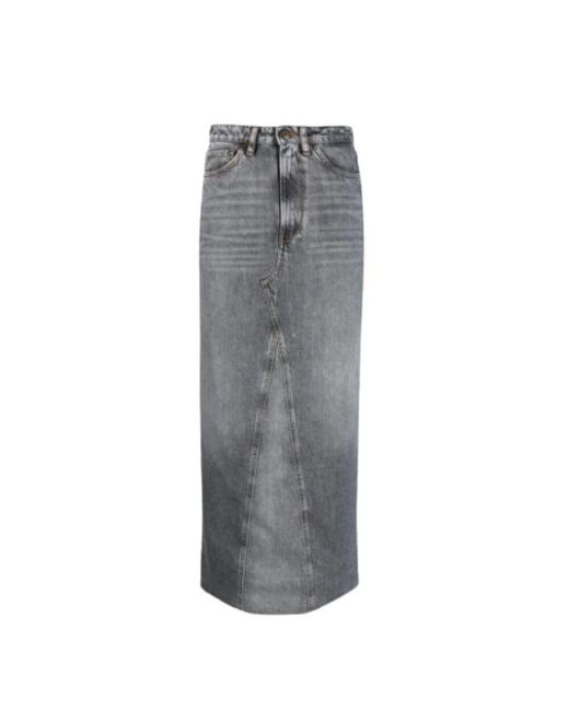 3x1 Gray Grauer denimrock - hohe taille, knöchellänge, klassische taschen