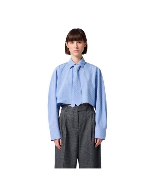 MSGM Camicia Crop in het Blue