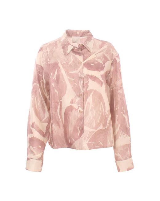 Alysi Brushed Print Shirt in het Pink