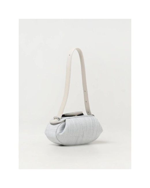 Yuzefi Gray Weiße Ovale Clutch-Tasche