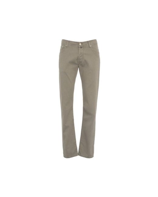 Jacob Cohen Slim Fit Bard Hose Mit Lederelementen in Gray für Herren