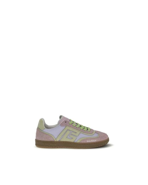 Balmain Gray Multicolor Calf Leather Bos Taurus Athletic Sneakers