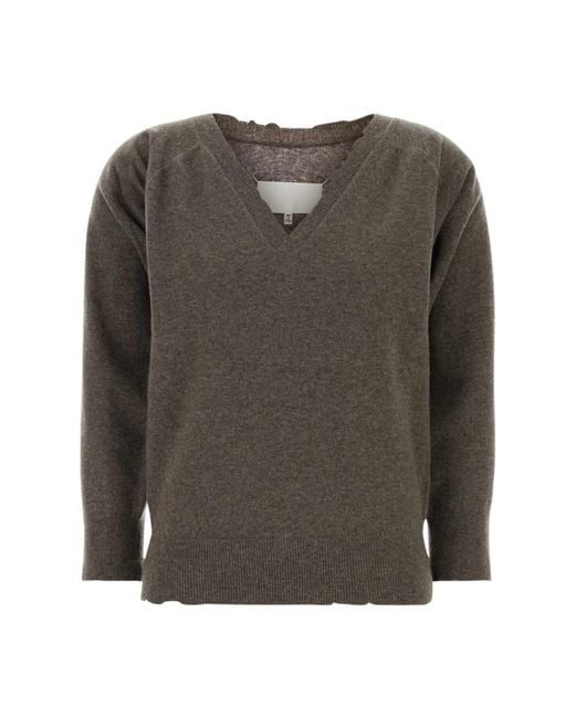 Maison Margiela Brown V-Neck Knitwear