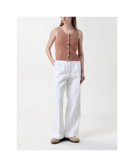 A.P.C. Pink Rosa Gerippter Strickknopf-Top