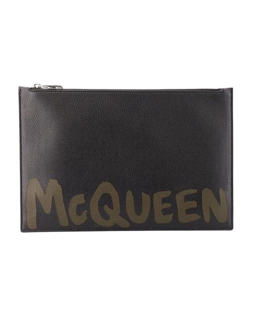McQueen Accessoires ,Zwart ,Leer Leren Kaarthouderportemonnee Met Rits in het Black voor heren