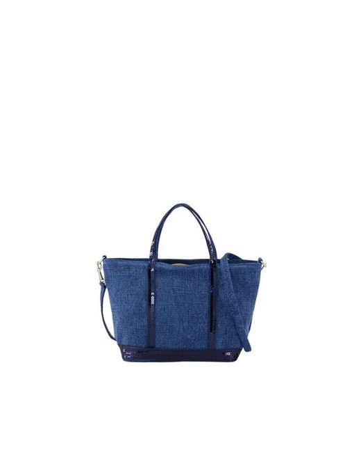 Vanessa Bruno Blue Blaue Leinenschultertasche Mit Oberen Griffen