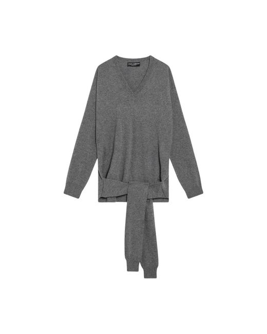 Dolce & Gabbana Gray V-Neck Knitwear