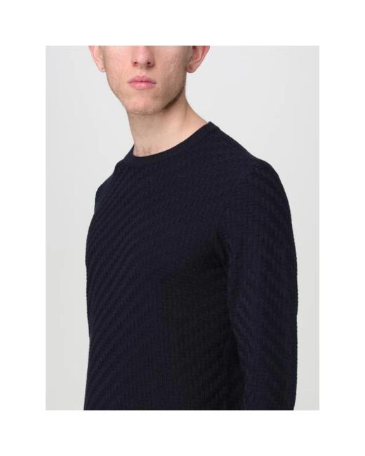 Emporio Armani Blue Round-Neck Knitwear for men
