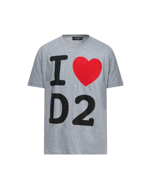 DSquared² Tops ,Grijs ,Katoen Grijze Melange Katoen Viscose T-Shirt in het Gray voor heren