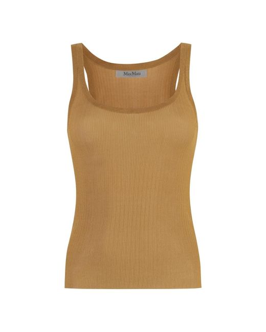 Max Mara Brown Seidenrippstricktop