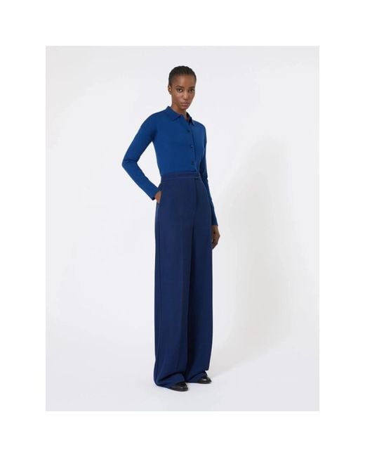 Max Mara Truien & Vesten ,Blauw ,Wol Wollen Vest in het Blue