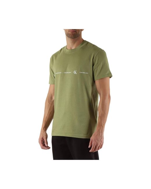 Calvin Klein Baumwoll logo t-shirt rundhals kurzarm in Green für Herren