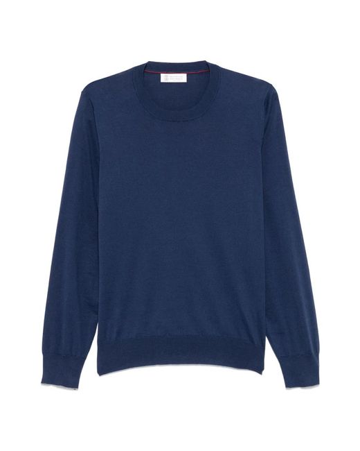 Brunello Cucinelli Round-Neck Knitwear in het Blue voor heren