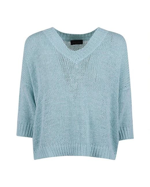 Roberto Collina Blue V-Neck Knitwear