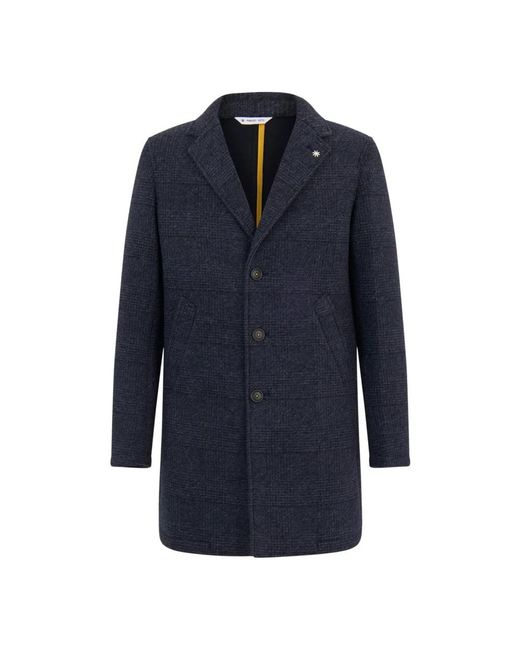 Manuel Ritz Blue Single-Breasted Coats for men