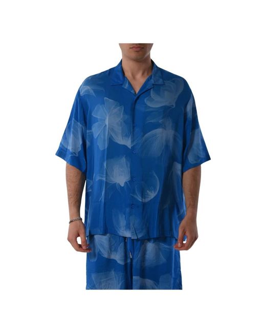 Camicia in viscosa con bottoni di Armani Exchange in Blue da Uomo
