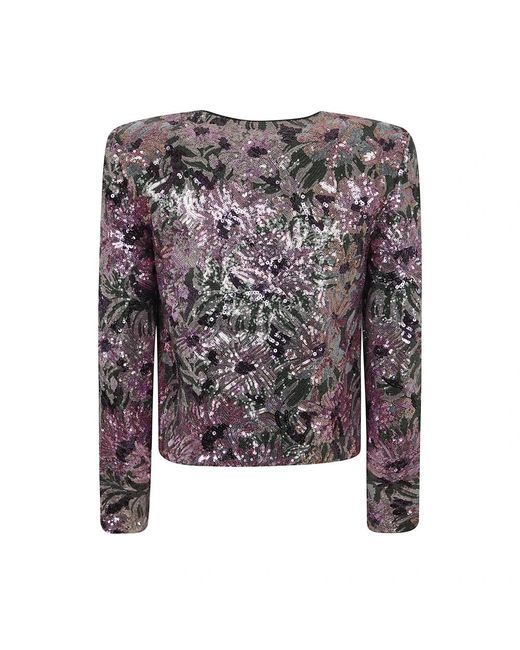 Self-Portrait Floral Sequin Jacket in het Multicolor