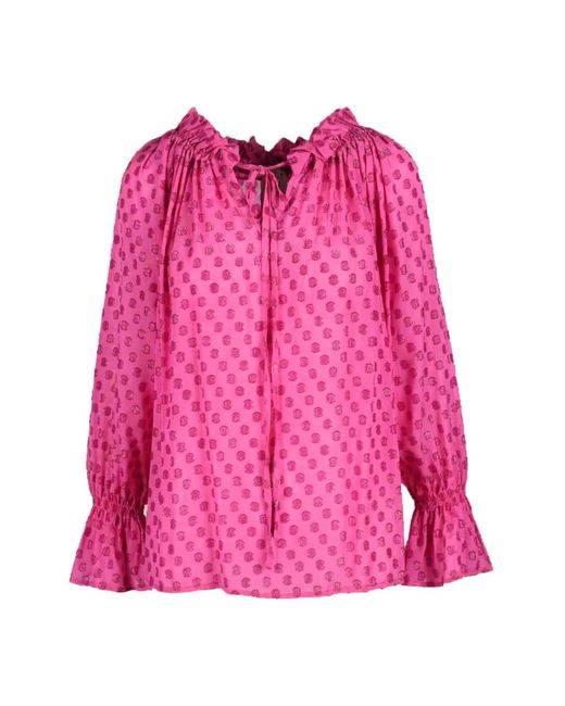L'Autre Chose Overhemden ,Roze ,Metallic Viscose Blouse in het Pink