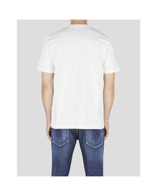 DSquared² Tops ,Wit ,Katoen Relief Logo T-Shirt in het Blue voor heren