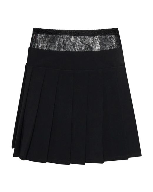 RICHMOND Black Gonna Corta Plissettata Con Fascia Decorativa