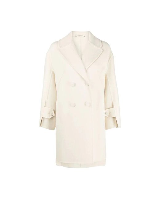 Ermanno Scervino Natural Double-Breasted Coats
