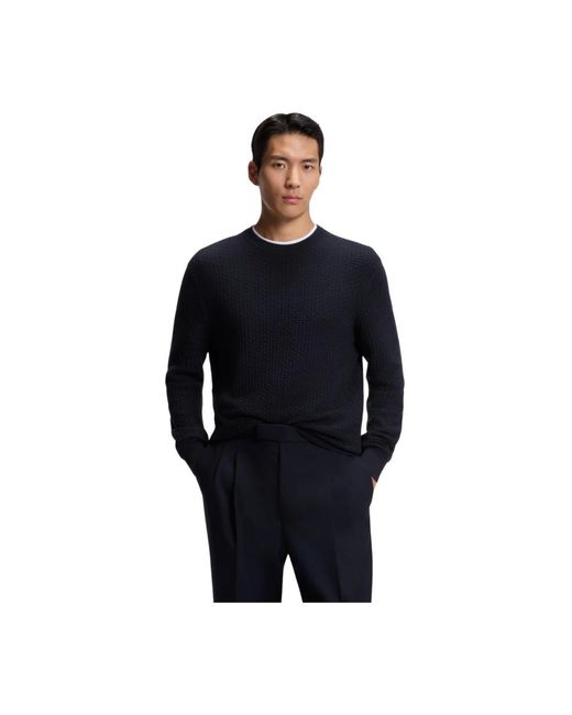 HUGO Blue Round-Neck Knitwear for men