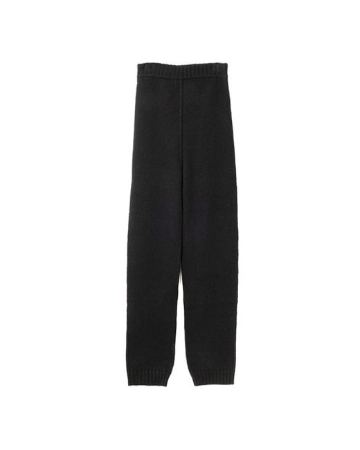 Rick Owens Black High-Waisted Cashmere Pants With Drawstring Detail